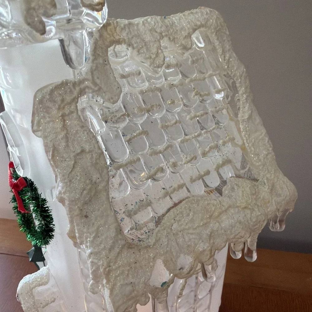 Vintage Christmas Light Up Church‎ Plastic Crystal Look WORKS 1980s 13